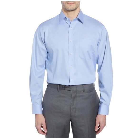 NORDSTROM Men's 15 32/33 Traditional Fit Non-Iron Button Down Shirt Blue - Picture 1 of 6